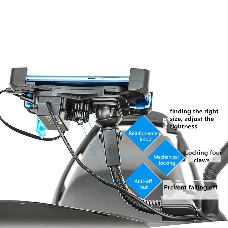 Держатель для мобильного телефона для мотоцикла, зарядное устройство с поддержкой электровелосипеда, держатель для смартфона для мобильных телефонов, зарядное устройство для скутера, 3,5-7 дюймов