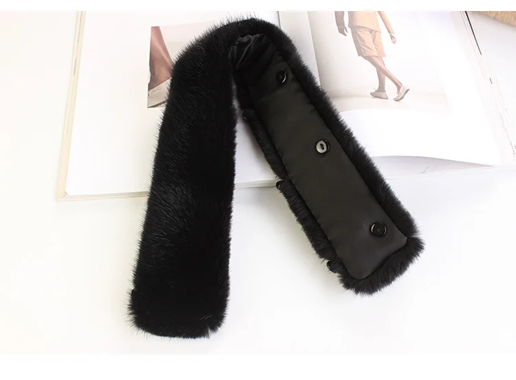 men's scarves & shawls ZDFURS * Winter Women Real Mink Fur Collar of  leather Coat Solid Warm Men Genuine Fur Stand Collar Black Brown Button Lining mens designer scarf