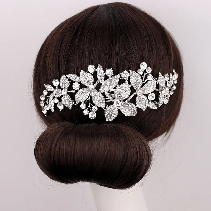 Новая мода длинный цветок свадебный гребень для волос прозрачный горный хрусталь кристалл аксессуары для волос шпильки для женщин ювелирные изделия подарок