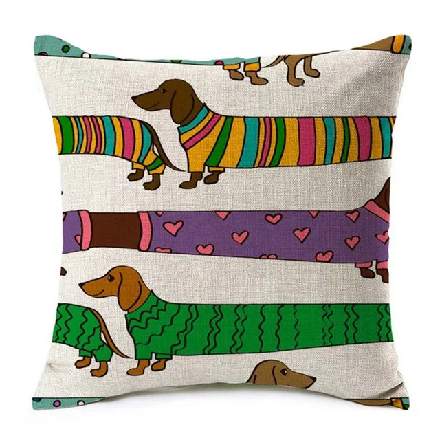 Fashion Colorful Dog Printed Cushion Cover Home Dachshund Decorative Sofa Coffee Car Chair Throw Pillow Case Almofada Cojines 2