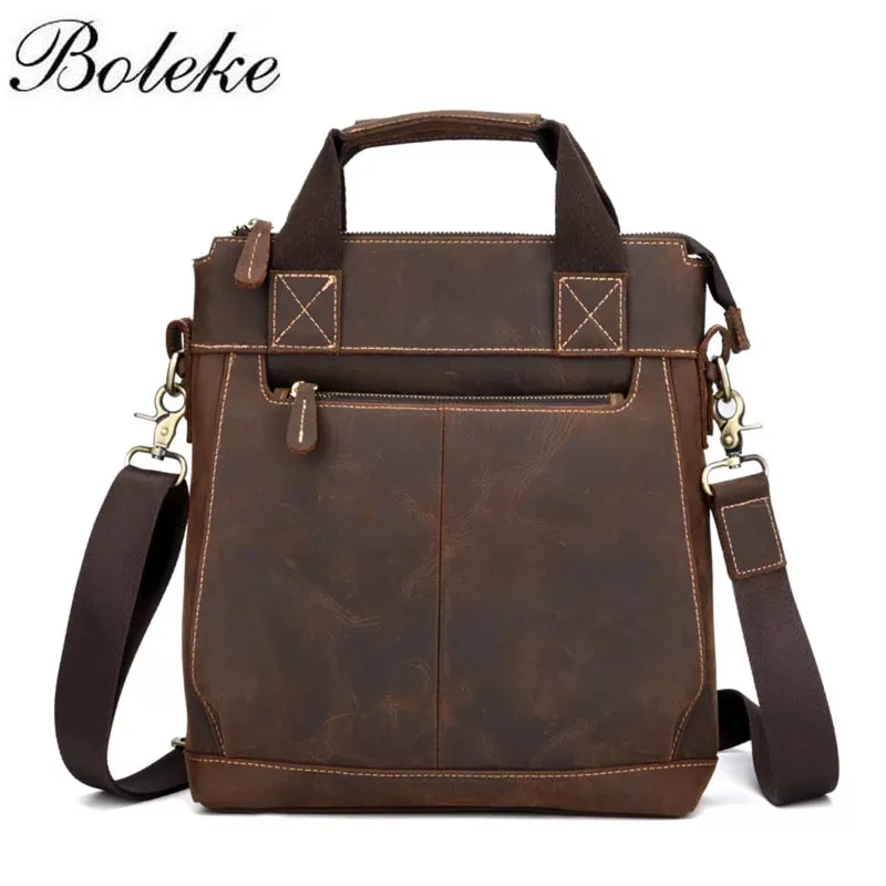 Men's Shoulder Bag Genuine Leather Handle Messenger Small Vintage Handmade Crazy Horse Crossbody Flap | Багаж и сумки