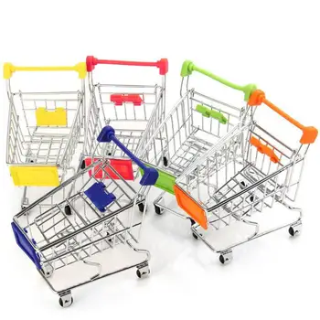 

Mini Stainless Steel Handcart Supermarket Shopping Kids Toys Utility Cart Mode Storage Toy Phone Food Holder Cute Gift for Kids