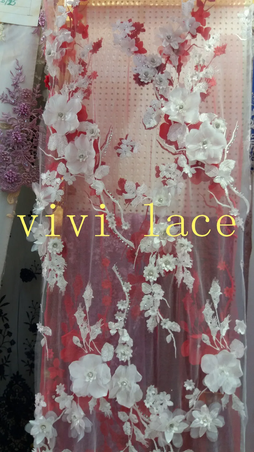 

HTC137 offwhite stone 3D цветок французская вышивка тюль сетка кружева для свадебного платья/Вечеринки, доставка по всему миру