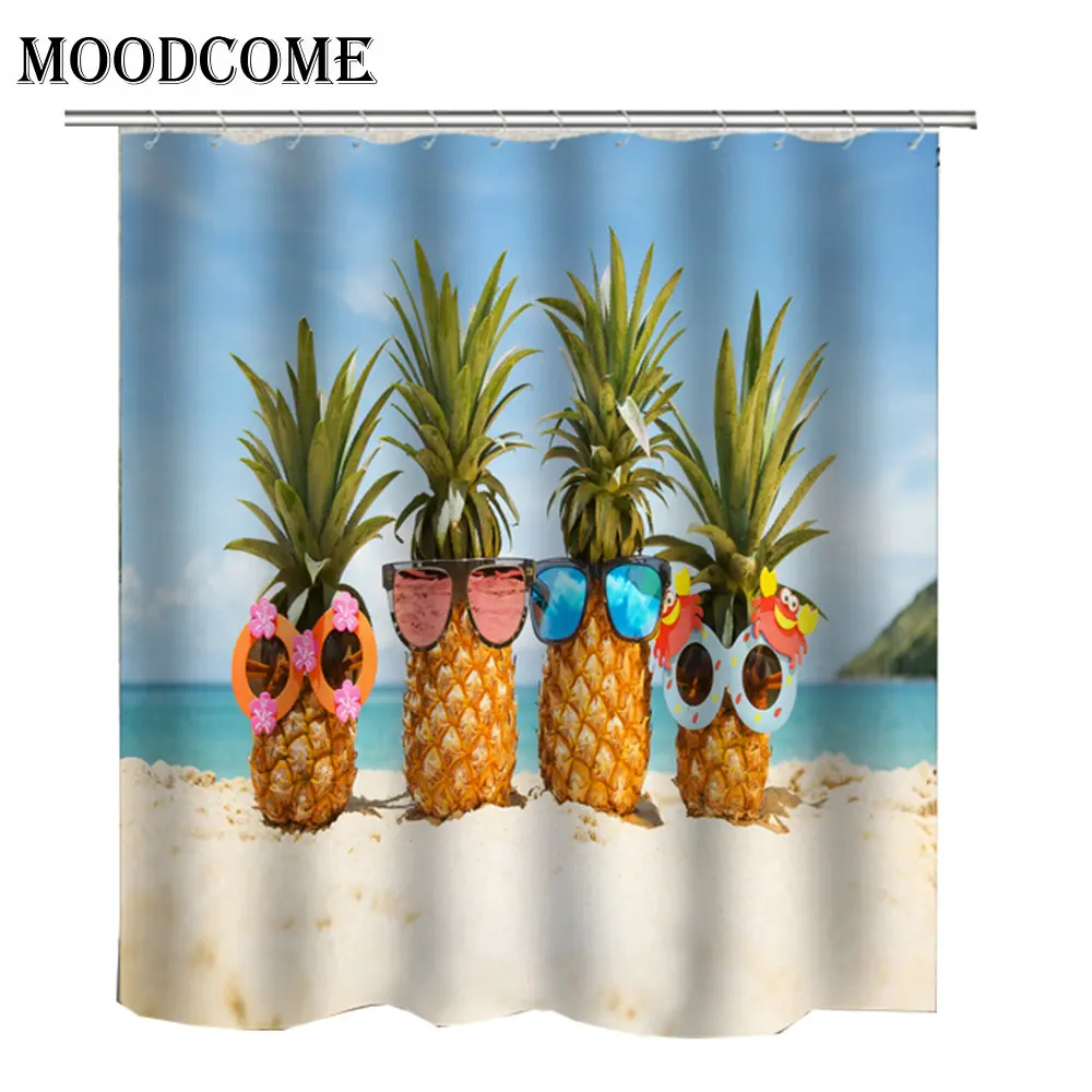 

cartoon pineapple shower curtain bathroom beach bath curtain waterproof drop shipping curtains for bathroom