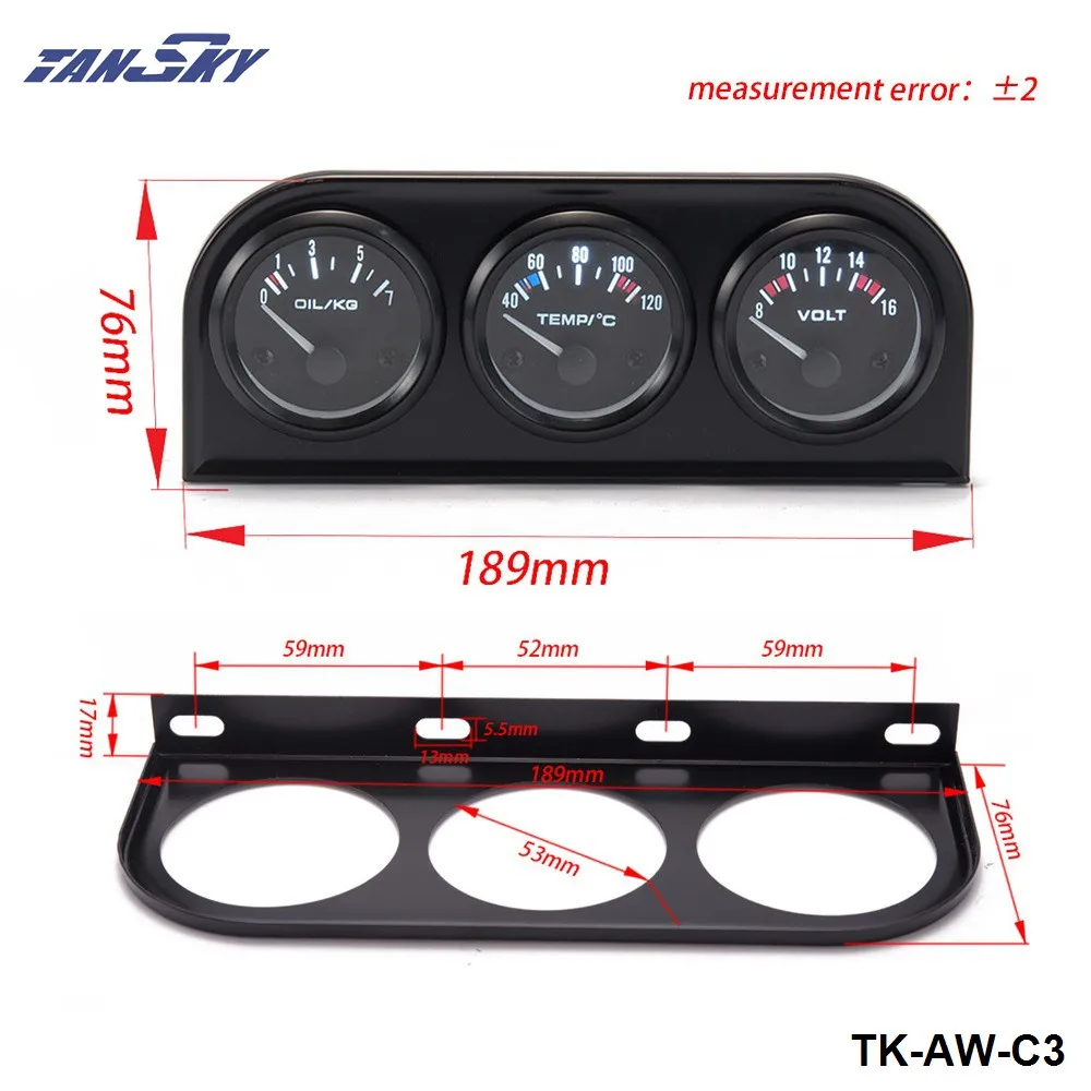 52 мм тройной Калибр комплект автомобиля 3в1 Vot датчик температуры воды измеритель давления масла или датчик температуры масла с датчиком TK-AW-C3
