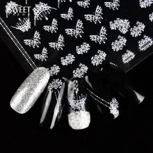 1 лист, белое ожерелье, ювелирное изделие, стикеры 3D на ногти Nail Art, клеящиеся наклейки для ногтей, красивые креативные инструменты для украшения ногтей LAF113