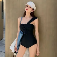 Летний купальник женский цельный купальник сексуальный праздничный отдых соединенный консервативный тонкий на одно плечо с открытой спиной купальный костюм