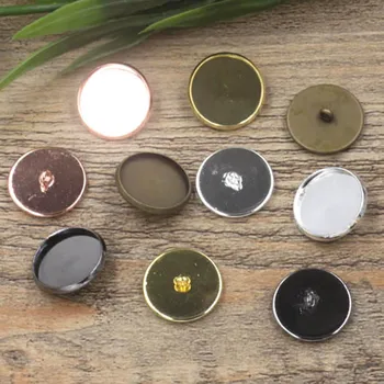 

Round Smooth Bezel with Loop Back Metal Buttons Base Resin Glass Cabochons Connectors Caps Settings DIY Findings Multi-color