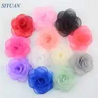 50pcs/lot 9cm Handmade Burned Blooming Organza Chiffon Flowers Wedding Applique Embellishment Hair Accessories TH223