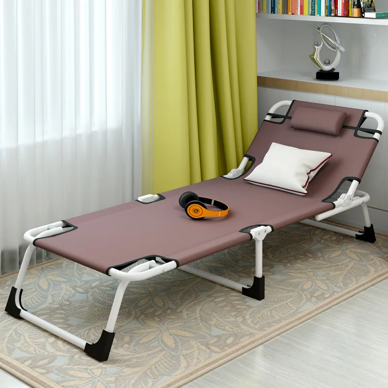 Multifunctional Simple Modern Folding Single Bed Household Office Leisure Noon Break Sun Chairs Beach Balcony Lying Bed