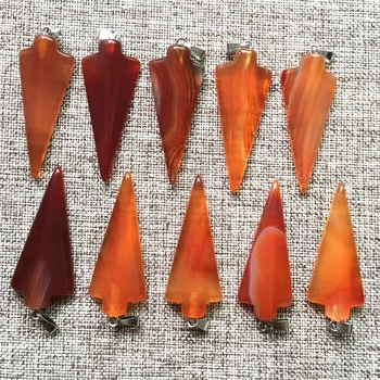 

Wholesale Lot Unisex High Quality Fashion Natural Stone Arrow Pendants Charms Onyx Red Agates Necklace for Jewelry Making 12pcs