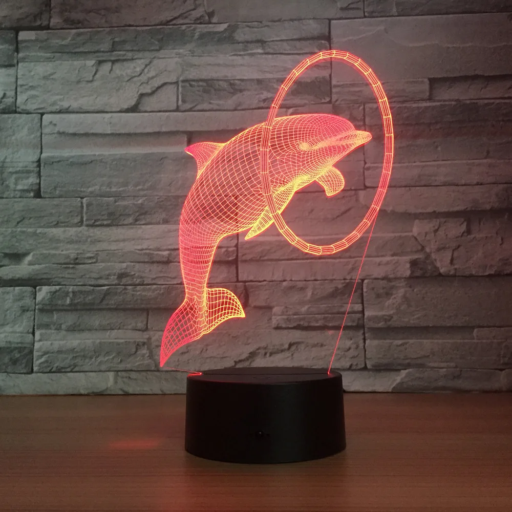 

Dolphin New 3D LED Night Light Beside Lamp Touch Control 7 Color Changing USB Touch LED Desk Table Lamp Birthday Mother's Gift
