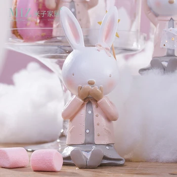 

Miz 1 Piece Pink Decoration Home Shabby Chic Home Decoration Accessories Rabbit Figurine Kawaii Accessories Miniature Figurines