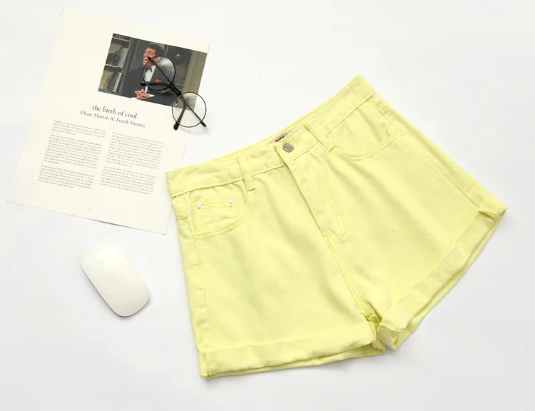 Yellow New Fashion Women Jeans Short Summer High Waist Denim Shorts Ladies Casual Female Bule Short Pants Plus Size (5)
