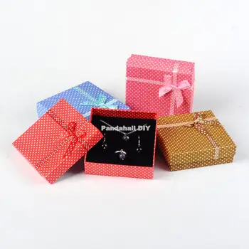 

72pcs Cardboard Jewelry Set Boxes 90x90x30mm Square Gift Box with Sponge For Jewelry Packaging Mixed Colors