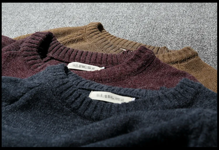 MRMT Brand Men's Sweater Elbow Corduroy Patch Retro Solid Color Round Neck Pullover Sweater for Male Sweater