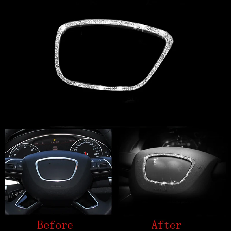 Алмазный Стиль рулевого колеса центр Логотип рамка декоративная отделка для Audi Q7