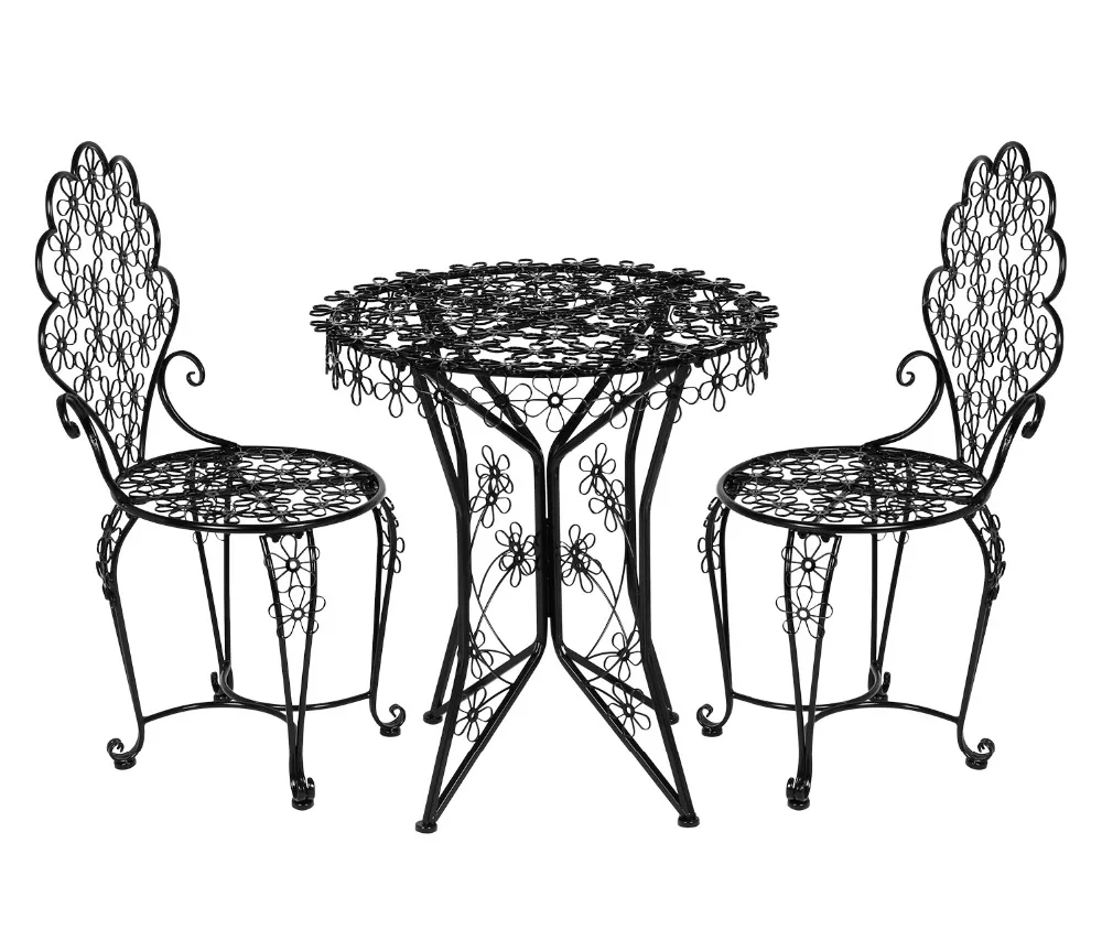 Hlc 3 Piece Outdoor Cast Iron Patio Furniture Set With Table And Outdoor Cast Iron Patio Furniture