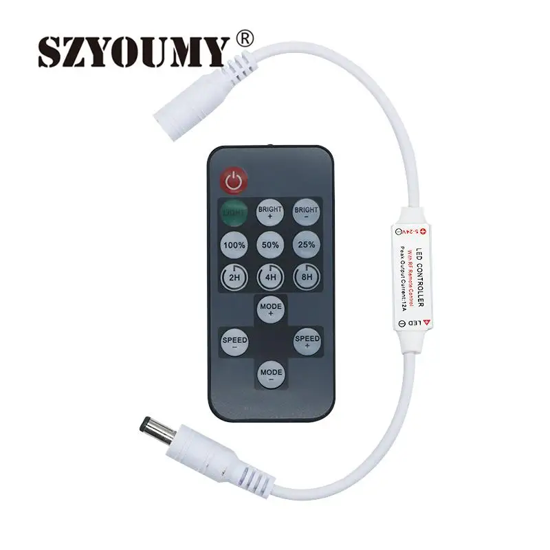 

SZYOUMY 14Key RF Timing Adjust Wireless Controller Remote Mini RF LED Singal Color Strip Lamp Controller With Timer Adjust