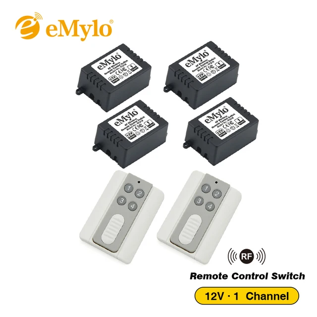 eMylo RF 12V Smart Wireless Remote Control Light Switch 433Mhz 2X White