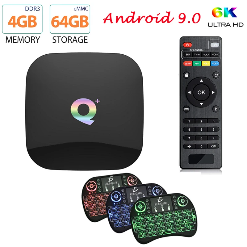 

Q Plus Android 9.0 Smart TV Box 4G 64G Allwinner H6 Quad Core 6K H.265 2.4GHz Wifi Netflix GooglePlay PK T95Q s905x2 Set Top Box