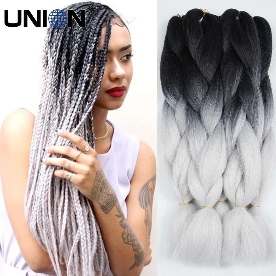 24inch 100gram ombre kanekalon braiding hair ombre blue ...