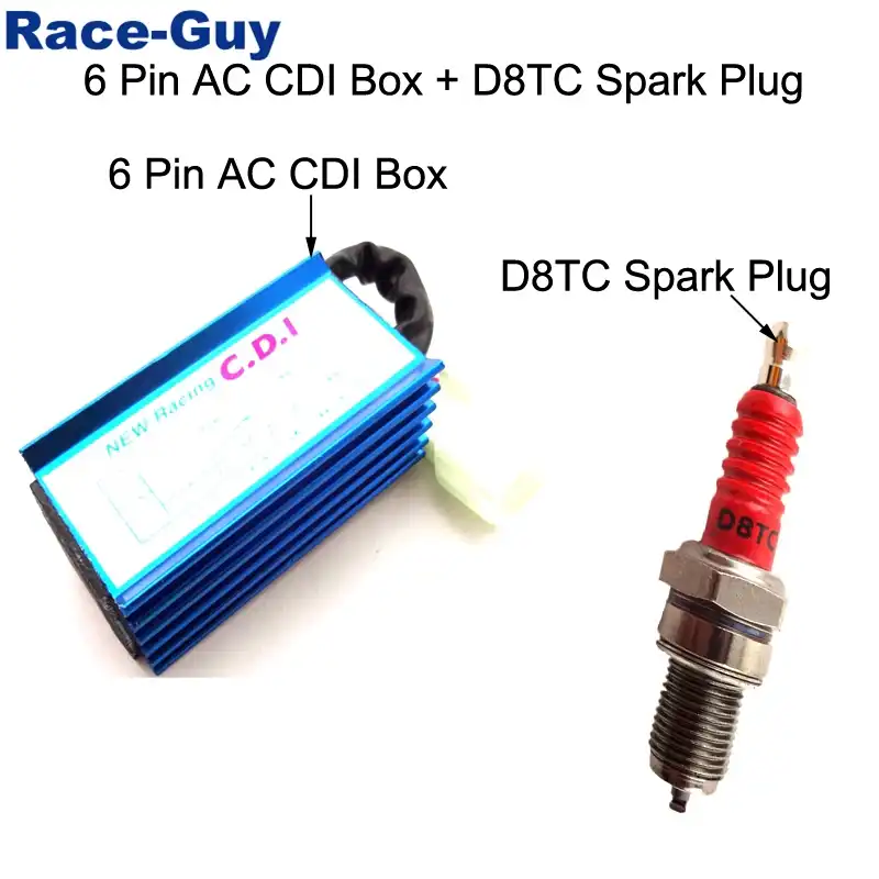 D8TC Spark Plug For CG 125 150 250cc Pit Motor Bike ATV STONEDER Blue 6 Pin AC CDI 