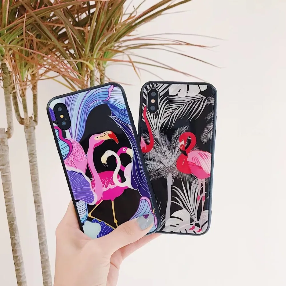 Туманно красоты для IPhone X случае роскоши Фламинго жесткий анти стук чехол iPhone 6 S