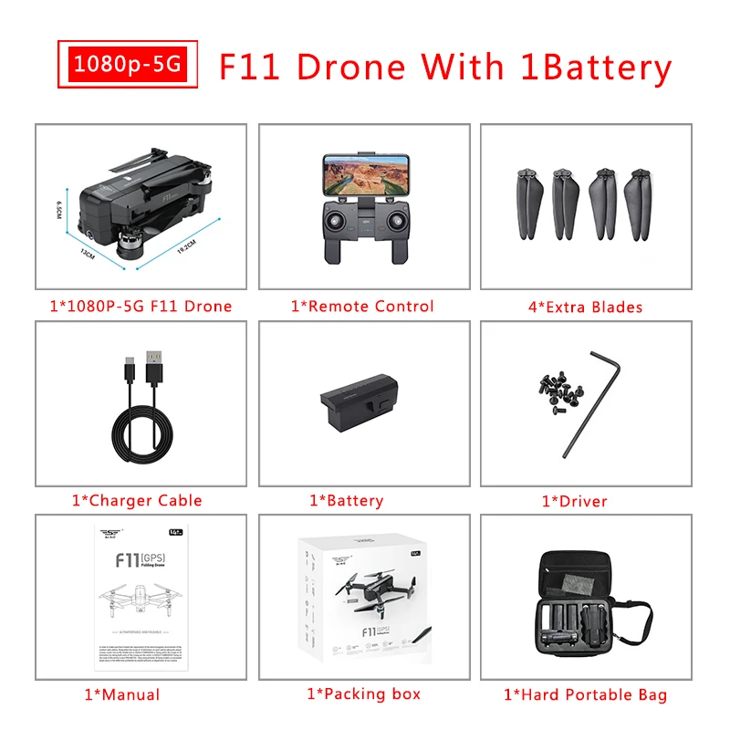 SJRC F11 PRO 5G Wifi FPV gps бесщеточный Квадрокоптер 25 минут время полета RC Дрон 1080 P/2 K HD камера с сумкой для хранения - Цвет: F11 1B Storage Bag