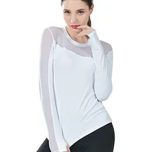 Женские однотонные топы с длинными рукавами, сетка быстросохнущая эластичная футболка для спортзала Йога SMN88