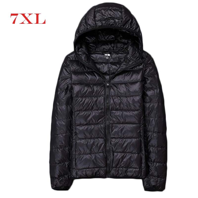 

2019 New Ultra light duck down jackets women Hooded winter coat Long Sleeve Warm Slim 7XL plus size jacket lady Clothing