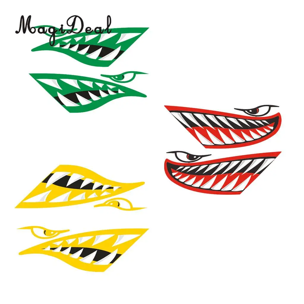 MagiDeal 2 Pcs High Quality Vinyl Shark Teeth Mouth Decals Stickers for Fishing Boat Kayak Canoe