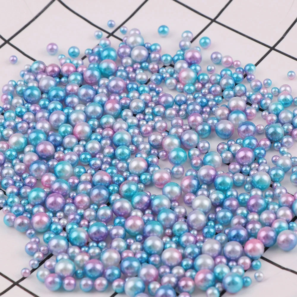 

3/4/5/6MM Approx 400pc No Hole Rainbow Color Imitation Pearls Beads Crafts Decoration For DIY Jewelry Accessories Beads
