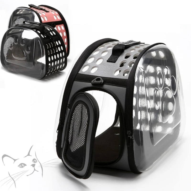 

Pet Bag Out Portable Transparent Kitty Dog Backpack Foldable Four Sides Breathable Slung Portable Medium Hardness Cat Bag