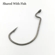 10 шт. Смещенный кривошипный крючок под червя для ловли окуня высокоуглеродистая плавающая приманка рыболовный крючок широкий зазор Размер 2#4