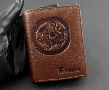 

Dragon Logo Men Real Leather Vintage Clutch Short Wallet Credit Card Purse