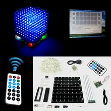 Christmas Gift 3D 8S mini Light cubeeds LED DIY KIT remote control with animation Effects /3D8 8x8x8 Kits/Junior,In stock!
