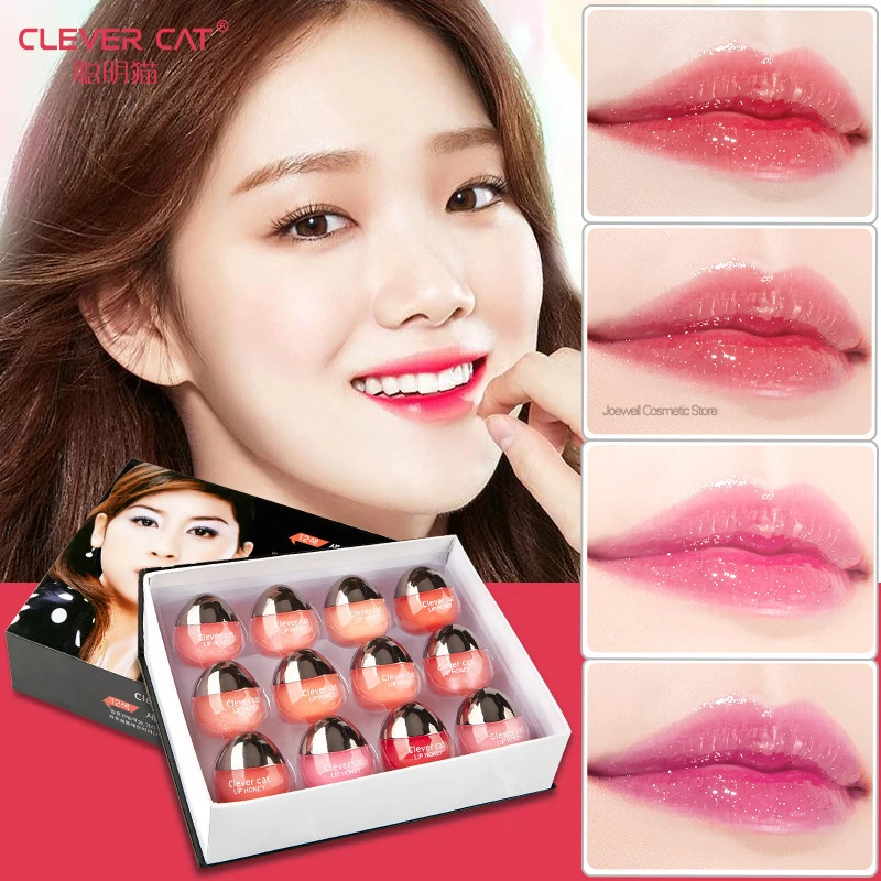 Прозрачный блеск для губ, набор, бальзам для губ, милый макияж, стойкий тинт для губ, корейский, легко носить, водонепроницаемый, 12 цветов