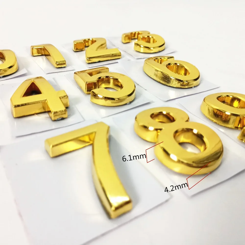 35 мм x 22 ABS пластиковая дверная табличка цифры золотого цвета самоклеящиеся 0 9