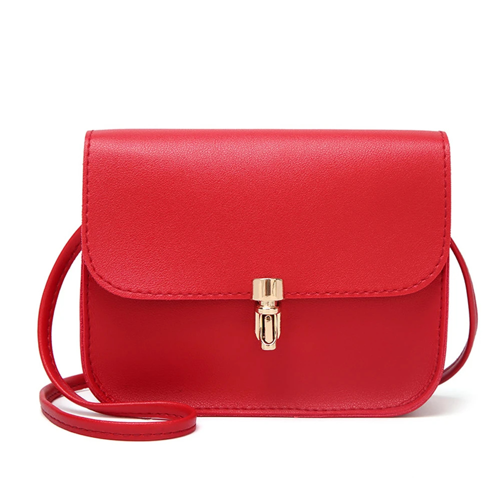 

Flap Solid Fashion Crossbody Pouch Dating Messenger PU Leather Daily Single Shoulder Women Bag Lock Mobilephone Money Wallet
