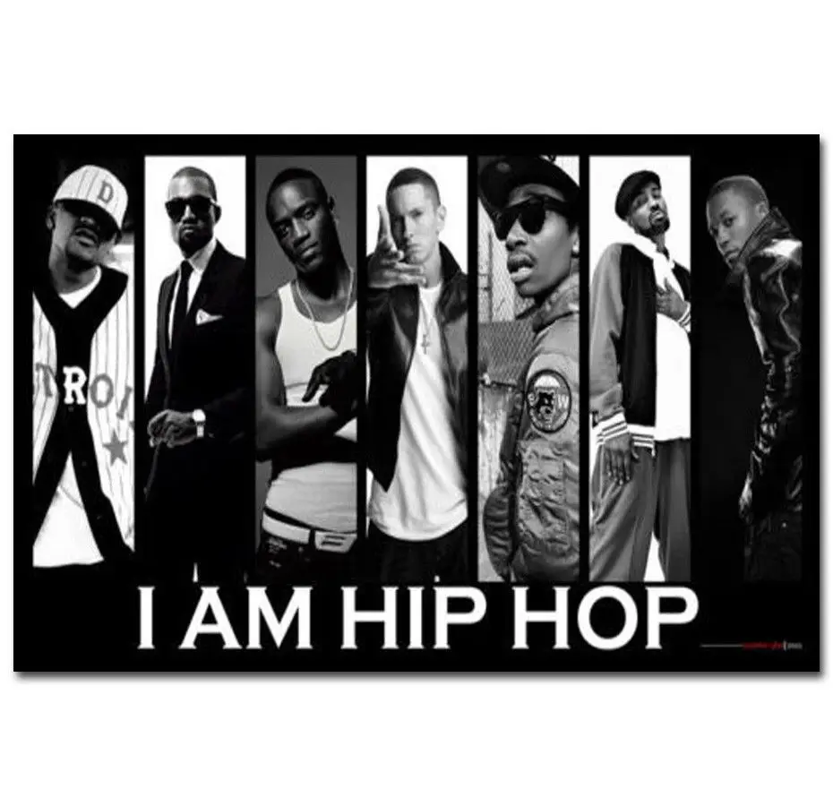 I Am Hip Hop Super Hot Rap Music Stars-Silk Art Poster Wall Sicker Decoration Gift