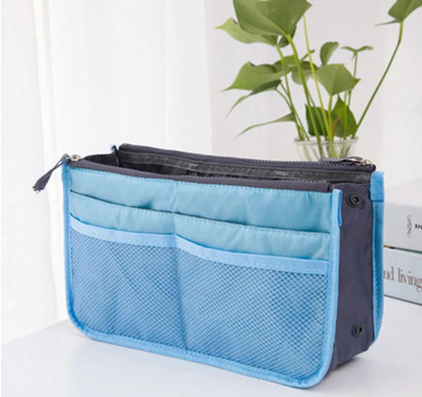 إدراج منظم حقيبة يد المرأة النايلون السفر محفظة كبيرة بطانة سيدة ماكياج التجميل حقيبة رخيصة الإناث حمل حقائب مكياج