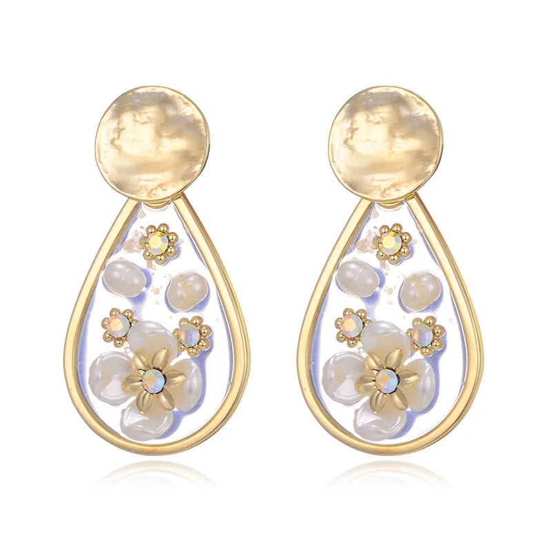 

Hongye Teardrop Shape Drop Earrings for Women Best Seller Colorful Pearl Brinco Big Dangler Created Ear Jewelry Hanging Earrings