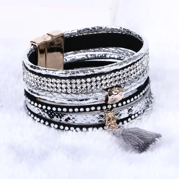 

2016 summer pink leather bracelet Brazilian bracelet magnet buckle Friendship bracelet Bohemian bracelets boho bangle