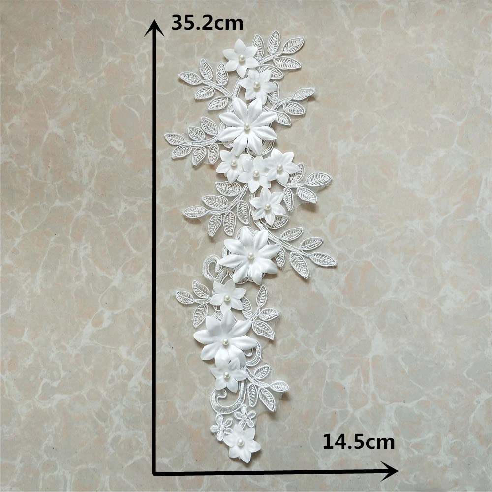 Новое поступление 3D цветок Жемчуг белый кружевной воротник высокое качество швейная ткань аксессуары Принадлежности для декора ремесло аппликационный костюм
