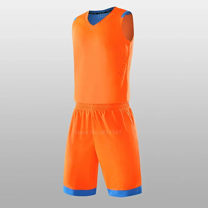Высокое качество пустой дешевый Возврат баскетбольные майки мужские Заказные баскетбольные комплекты дышащая Униформа взрослые комплекты - Цвет: Orange