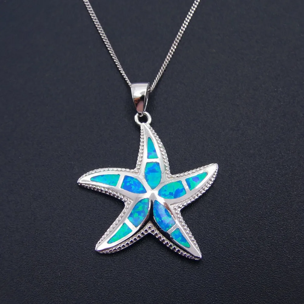 

High Quality 925 Sterling Silver Jewelry Fine Jewelry Blue Fire Opal pendant Necklace With Chain For Women