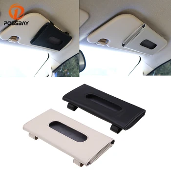 

POSSBAY Universal Car Sun Visor Tissue Box Holder PU Leather Tissue Box Cover Case For Paper Auto Organizer Accessories