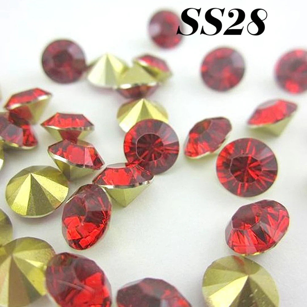 

Free shipping SS28 6.0-6.2mm Red color 144pcs Resin rhinestones Pointback,Resin Stones Pointed back for DIY Decoration