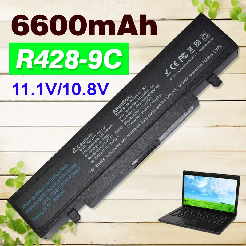 6600mAh laptop battery for Samsung R430 R431 R438 R458 R463 R464 R465